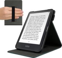 kwmobile "Kobo Aura ONE" dangtelis - PU odos elektroninės skaityklės dėklas su integruotu dirželiu ir stovu - juodas