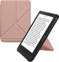 kwmobile "Kobo Clara BW/Clara Colour/Tolino Shine (5) / Shine Colour Case" apsauginis dėklas - dirbtinės odos dėklas - elektroninės skaityklės apverčiamasis dėklas su automatinio užmigimo funkcija - dangtelis su stovu - rožinio aukso spalvos