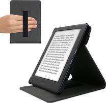 kwmobile dėklas, suderinamas su "Kobo Glo HD/Touch 2.0" - su dirželiu rankai ir stovu - pilkos spalvos apsauginis el. skaityklės dėklas