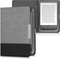 kwmobile dėklas, suderinamas su Pocketbook Touch Lux 3/Basic Lux/Basic Touch 2 - drobės apsauginis dėklas - pilkai juodas