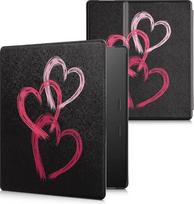 kwmobile Flip Case Compatible with Amazon Kindle Oasis 10th Generation - dėklas eReader - Brush Hearts Dusky Pink Black