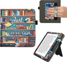 kwmobile Flip Cover Compatible with Kobo Kobo Libra Colour/Tolino Vision Colour - Case with Wrist Strap Library Theme Multicoloured