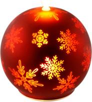 LED stiklinė rutulinė žvakė su snaigės motyvu ir laikmačiu 10 cm LED žvakė Elektros šilta balta šviesa Dekoratyvinės advento žvakės Advento vainikas Kalėdų dekoracijos Valentino diena Be kvapo, be lašelio