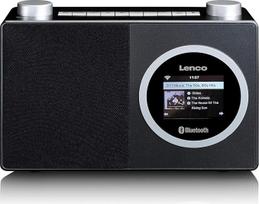 Lenco A003244 DIR 70 Nešiojamasis internetinis radijas DAB+ radijas Retro skaitmeninis radijas WLAN Bluetooth 2,4 colių spalvotas ekranas 3 W RMS-4Station Atmintis Programėlių valdymas per "AirMusic" Juoda