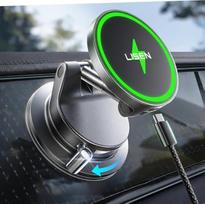 LISEN automobilinis mobiliojo telefono laikiklis su įkrovimo funkcija - [Qi2.2 ir 25 W] Magsafe automobilinis laikiklis su vakuuminiu siurbimo puodeliu Snapmount mobiliojo telefono laikiklis automobilinis Magsafe iPhone 17 Pro Max Air 16-12 serijai