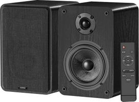 LONPOO 60 W aktyvusis garsiakalbis lentynoje, 2.0 kanalų televizoriaus garsiakalbis su "Bluetooth" / optiniu / RCA / AUX-IN, 4 colių žemų dažnių garsiakalbis ir 1 colio aukštų dažnių garsiakalbis, namų stereofonija (LP42A)