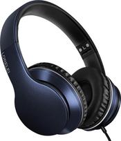 LORELEI X6 ausinės su mikrofonu, lengvos sulankstomos ir nešiojamos stereofoninės basų ausinės su 1,45 m ilgio laidinėmis ausinėmis išmaniesiems telefonams, planšetiniams kompiuteriams MP3 / 4 (tamsiai mėlynos spalvos)