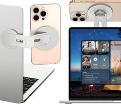Magnetinis nešiojamojo kompiuterio mobiliojo telefono laikiklis [110° sulankstomas ir 180° reguliuojamas], metalinis mobiliojo telefono laikiklis, suderinamas su "MagSafe iPhone" serija, šoninis telefono laikiklis "Tesla", kompiuteriui ir monitoriui, sida