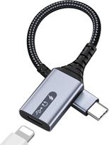MMOBIEL USB-C 8 kontaktų adapteris, suderinamas su "Lightning" moteriškojo ir USB-C vyriškojo tipo adapteriu, skirtas garso, įkrovimo ir duomenų perdavimui - ausinių kabelis, skirtas "iPhone 17 16 15", "iPad", "MacBook", "Galaxy S26 S25 S24