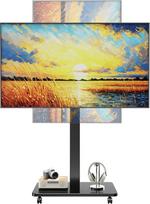 Mobilus televizoriaus stovas, Mobiler TV Ständer chwenkbar für 10-42 Zoll Plasma Flachbildschirme und Curved TVs und Monitore, Maximale Tragkraft 30kg, 90°Drehung, 3 Stufig Höhenverstellbar, Max VESA 200x200 Schwarz