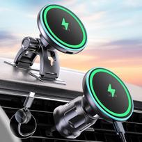MOKPR MagSafe automobilinis laikiklis su įkrovimo funkcija, 15 W iPhone Magsafe įkroviklis automobiliui, mobiliojo telefono laikiklis automobilinis magnetas su įkrovimo funkcija Ventiliacija / prietaisų skydelis iPhone 17 16 15 15 14 13 12