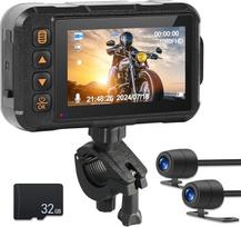 Motociklo Dash Cam 3 colių ekranas motociklo kamera priekinis galinis dvigubas objektyvas su 32G TF kortele Vandeniui atsparus motociklo vaizdo įrašymo kamera su šviesos matymu G-jutiklis Dash Cam
