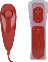 MOVHEIYL Ersatz fernbedienung für Wii und Wii U, integruotas "2-in-1 Motion Plus" su silikonine rankena ir Nunchuck (Rot)