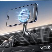 MRGLAS Mobiliojo telefono laikiklis automobilyje su magnetine ventiliacija, skirtas "MagSafe" ir "iPhone", 2026 m. modelis su itin stipria magnetine jėga, metalinis dvigubas kablys, 360° kampu besisukantis automobilinis mobiliojo telefono laikiklis, skirt
