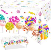 PHOGARY Saldus Candyland staltiesė, 3 vnt., plastikinė saldainių tematika, spalvingi saldainiai mergaičių vakarėliui, saldainių šalies kalėdinė dekoracija