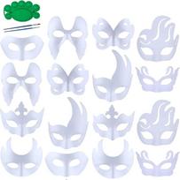 Qavctw 16 Stück DIY Maskerade Maske, bemalbare Papiermasken zum Basteln, DIY weiße Masken, unlackierte einfarbige Bastelmasken für Halloween, Weihnachten, Karneval, Party, Maske