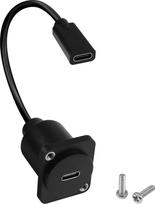 QIANRENON 10Gb/s USB C skydo montavimo adapteris 100W USB 3.1 C tipo moteriškos ir moteriškos trumpų kabelių jungčių montavimo lizdas, D skydo / XLR skydo montavimas, skirtas duomenų perdavimui, 20 V / 5A įkrovimas, 20 cm / 7,8 colių