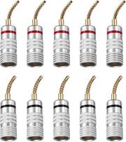 QUARKZMAN Flex Pin Banana Plug 8,5 mm (5/16 colio) banano kištukas 2 mm paauksuotas banano kištukas, skirtas spyruokliniams garsiakalbio kabelio gnybtams Matinis paketas, 10 vnt.