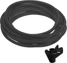 QUARKZMAN Splitas gofruotas vamzdis 1/2 colio (12 mm) vidinis skersmuo 50 pėdų (15 m) su montavimo įrankiu Atsparus karščiui ir šalčiui -40F iki 257F Plastikinė lanksti kabelių apsauga Juoda
