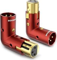 Reguliuojamas XLR 90° adapteris 2-STK - [paauksuotas XLR vyriškos ir moteriškos lyties] - raudonos spalvos - aukštos kokybės mikrofono priedas profesionaliam garso įrašymui