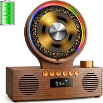 ROADOM CD grotuvas "Bluetooth 5.3" su dvigubu garsiakalbiu, 4000 mAh nešiojamasis įkraunamas "6-in-1" CD/USB/TF/FM/AUX, RGB apšvietimas, retro stalinis CD grotuvas namams