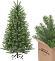 SALCAR dirbtinė Kalėdų eglutė, 100 % PE, su apvaliomis adatomis, švelnios žalios spalvos, tikroviška išvaizda, metalinis stovas, naudojama patalpose, 120 cm