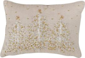 SARO LIFESTYLE L'hiver Design Poly Blend siuvinėta pūkais užpildyta Kalėdų eglutės pagalvėlė, 14 x 20 colių, natūrali