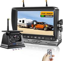 Saulės atbulinės eigos belaidė kamera su 7 colių 1080P monitoriumi, 9600 mAh baterija, 1 minutės "pasidaryk pats" magneto montavimas ir dviguba padalinta belaidė atbulinės eigos kamera, vandeniui atsparios atbulinės eigos kameros automobiliui, sunkvežimiu