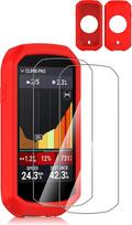 Silikoninis dėklas "Garmin Edge 1050" chronometrui su tiksliomis skylutėmis, atsparus smūgiams, patogus liesti + 2 pakuotės ekrano apsauga (raudona)