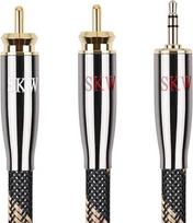 SKW audiofilų garso kabelis 3,5 mm lizdas į 2 RCA Y skirstytuvą Stereofoninio garso kabelis (3 m, juodas)