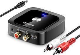 SONRU "Bluetooth 6.0" adapterio "Aux Bluetooth" imtuvo lizdas "Aux Bluetooth" imtuvo garso adapteris su 3 5 mm lizdu ir RCA kabeliu, skirtas stereo sistemos garsiakalbiams, automobilio radijui, stiprintuvui