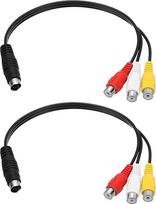 sourcing map S-Video kabelis 4 Pin S-Video Male to 3 RCA Female Composite Adapter Converter Transmission for TV Receiver Monitor 2 Pack