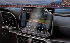 Suderinama su 2025 2026 Cupra Leon & Cupra Formentor & Cupra Born Navigation Apsauginė plėvelė 12,9 colių informacinių ir pramoginių įrenginių ekranui Nano plastikinė ekrano apsauga 6H atspari įbrėžimams [2 vnt.]