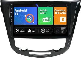 SXAUTO Integruotas DAB Android 15 IPS automobilinis radijas Nissan X-Trail Qashqai J11 Rouge (2014-2018) - Integruotas Carplay/Android Car - Kamera + MIC - 4G + 64G - 360-CAM SWC Fast-Boot WiFi - 2 DIN 10,1 colių