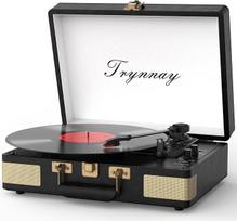 Trynnay patefonas grotuvas 3 greičio "Bluetooth" nešiojamasis dėklas vinilo grotuvas su įmontuotais garsiakalbiais įrašymo grotuvas patobulintas garso garsas PU oda derliaus juoda