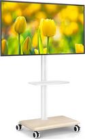 TV stovas su medine lentyna TV stovas TV stovas su pasukamomis ir reguliuojamo aukščio kojelėmis, skirtas 27-60 colių televizoriui, mobilus TV stovas iki 40 kg, maks. VESA 400 x 400 mm (smėlio spalvos)