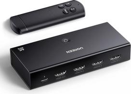 UGREEN HDMI 2.0 jungiklis 4K @ 60Hz HDMI skirstytuvas 3 in 1 out jungiklis su nuotolinio valdymo pultu Suderinamas su PS5/4, "Xbox", "Apple TV", "Blu-Ray", televizoriumi, monitoriumi