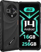 Ulefone Armor X31 Pro 5G lauko išmanusis telefonas 2025, 16GB + 256GB/SD-2TB "Android 14" su akinančiu žibintuvėliu 64MP + 25MP kamera 6,56 colių 120Hz 6050mAh mobilusis telefonas 3 lizdai/GPS/Face ID/Fingerprint/OTG/NFC Juoda