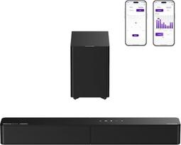 ULTIMEA 2.1 garso juosta su belaidžiu žemų dažnių garsiakalbiu, "Dolby Atmos", "VoiceMX", "BassMX", garso juosta televizoriaus įrenginiams, 240 W didžiausios galios, programėlių valdymas, HDMI eARC, optinis, "Bluetooth 6.0", "Poseidon M40", modelis 2026