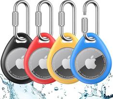 UNBREAKcable Air Tag Pendant 4 Pack - su karabinu, vandeniui atsparus TPU apsauginis dėklas "Apple Air Tag", atsparus smūgiams, atsparus įbrėžimams, tinka raktams, naminiams gyvūnams, krepšiams, bagažui - 4 spalvos
