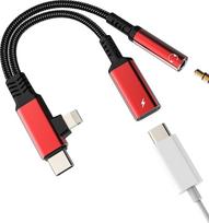 USB C auf 3,5 mm Klinke Audio-Adapter (12,9 cm²) für Apple iPhone 17, 16, 15, 14 Pro Max, kompatibel mit Samsung S25 Aux Lightning-Kabel, Splitter, Ladegerät, Typ-C-Kopfhörer, Stereo, Auto, Dual