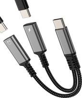USB C Kopfhörer-Splitter (2-in-1) Typ C Ladegerät Schnellladung AUX Audio Adapter Dongle Jack Dual Adapter Kopfhörer Port Konverter Connector für Apple iPhone 17 16 15 Pro Max Kompatibilus su Samsung