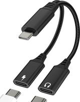 USB C Splitter (2in1) Adapter Kopfhörer Typ C Ladegerät AUX Audio Dongle Dual Jack Port Kabel Adapter Konverter für iPad DAC Schnellladung für Apple iPhone 17 16 15 Pro Max Kompatibel mit Samsung