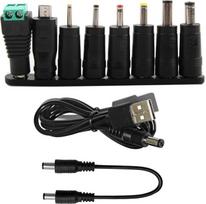 USB ir DC 5V vyriškos lyties kabelis, 8 in 1 USB A į tuščiavidurį kištuką, nuolatinės srovės maitinimo adapterio kabelis maršrutizatoriams, mini ventiliatoriams, garsiakalbiams ir kitiems 5 V įrenginiams (juodas)