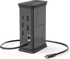 USB-C šakotuvas "Connect2Office", juodas, 9 prievadai, 2X HDMI, USB-A, USB-C, LAN