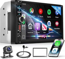 VECHTEL 7-Zoll-2-DIN-Autoradijo su kabeliu CarPlay, Android Auto, FM radijas su Bluetooth, GPS navigacija,2 USB-/Typ-C-/SD-Anschlüssen,Online-Video,IPS-Touchscreen-Autoradio mit Rückfahrkamera