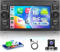 VECHTEL 8 branduolių 6G + 128G automobilinis radijas "Android 15", skirtas "Ford Focus Fiesta C/S-Max Transit Galaxy Mondeo Connect", 7 colių HD IPS jutiklinis ekranas su belaidžiu "Carplay", "Android", GPS, "Wi-Fi", "Bluetooth", USB, FM, RDS