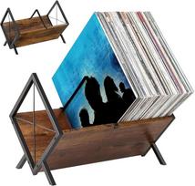 Vinilinių plokštelių stovas, 40 x 22 x 30,5 cm Vinilinių plokštelių saugykla, pagaminta iš geležies ir medžio masyvo, su reguliuojamu skirstytuvu, skirtu plokštelėms, CD albumams, žurnalams ir knygoms, atviro dizaino