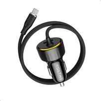 VOLTME USB cigarečių žiebtuvėlio adapteris, 52,5 W, 2 prievadų USB-C greitasis automobilinis įkroviklis su 1,2 m ilgio USB-A laidu, suderinamas su "iPhone 17 Pro Max 16 15", "Samsung Galaxy S25 S24", "Huawei", GPS ir kt.