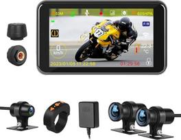 VSYSTO 4,5 colių ekrano "WiFi" motociklo kamera, vandeniui atspari HD 1080P asmenukių ir priekinio bei galinio vaizdo kamera 150° plataus kampo motociklo prietaisų kameros, parkavimo stebėjimo, GPS (F4.5Pro)